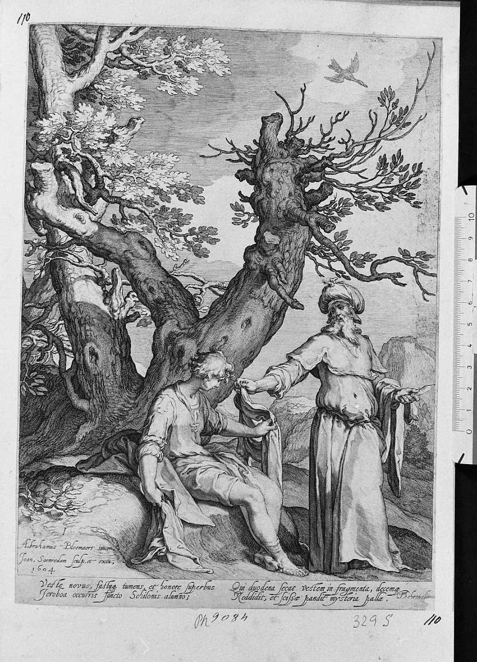 Il profeta Elia che taglia il suo matello in dodici pezzi (stampa) di Saenredam Jan Pietersz (sec. XVII)