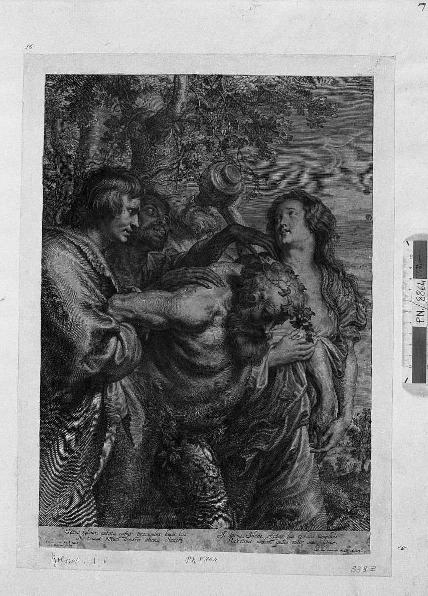 Sileno ebbro sorretto dalle baccanti (stampa) di Bolswert Schelte Adams, Van Dyck Anton (sec. XVII)