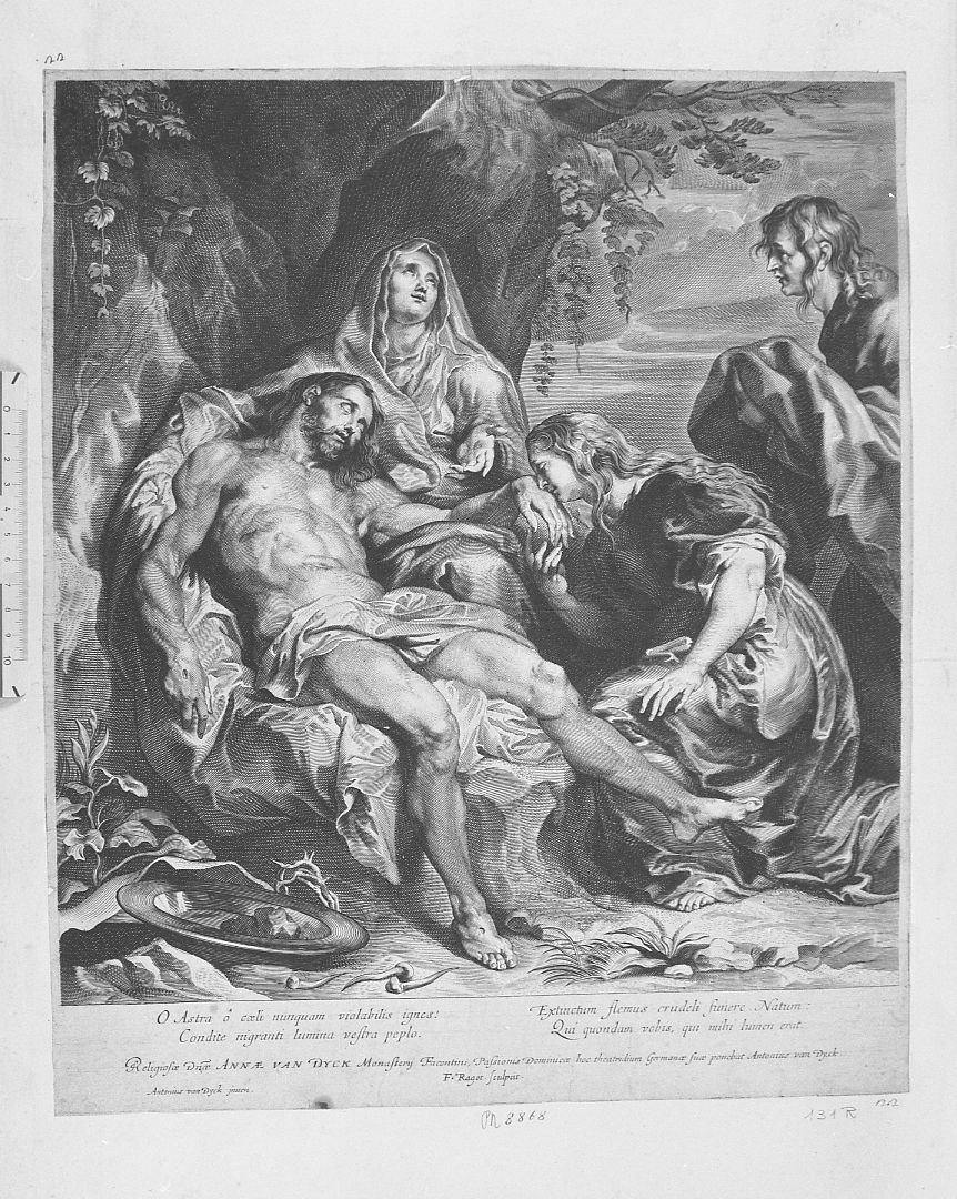 La Pietà con la Vergine, san Giovannino e la Maddalena (stampa) di Ragot François (sec. XVII)