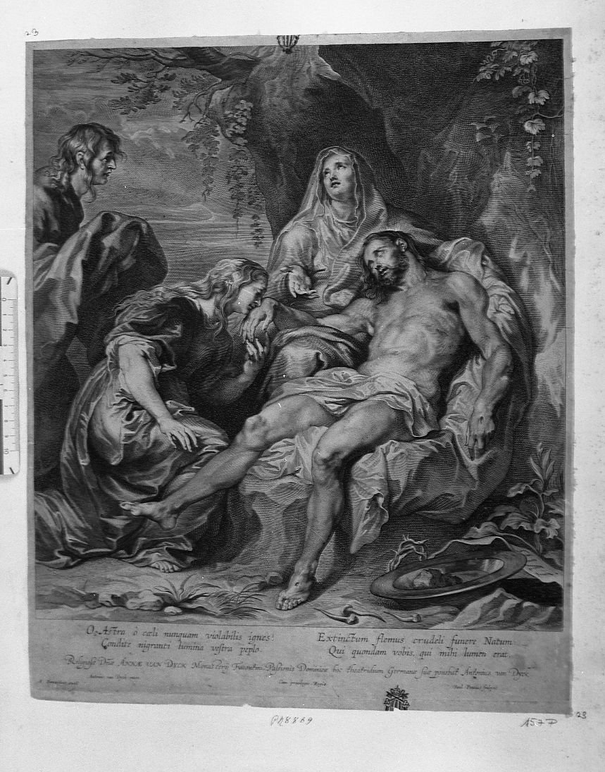 La Pietà con la Vergine, san Giovannino e la Maddalena (stampa) di Ragot François (sec. XVII)