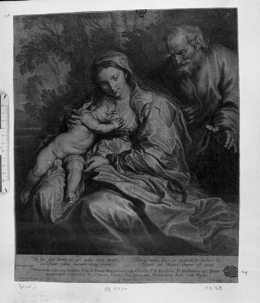La Vergine con Bambino e san Giuseppe (stampa) di Bolswert Schelte Adams (sec. XVII)