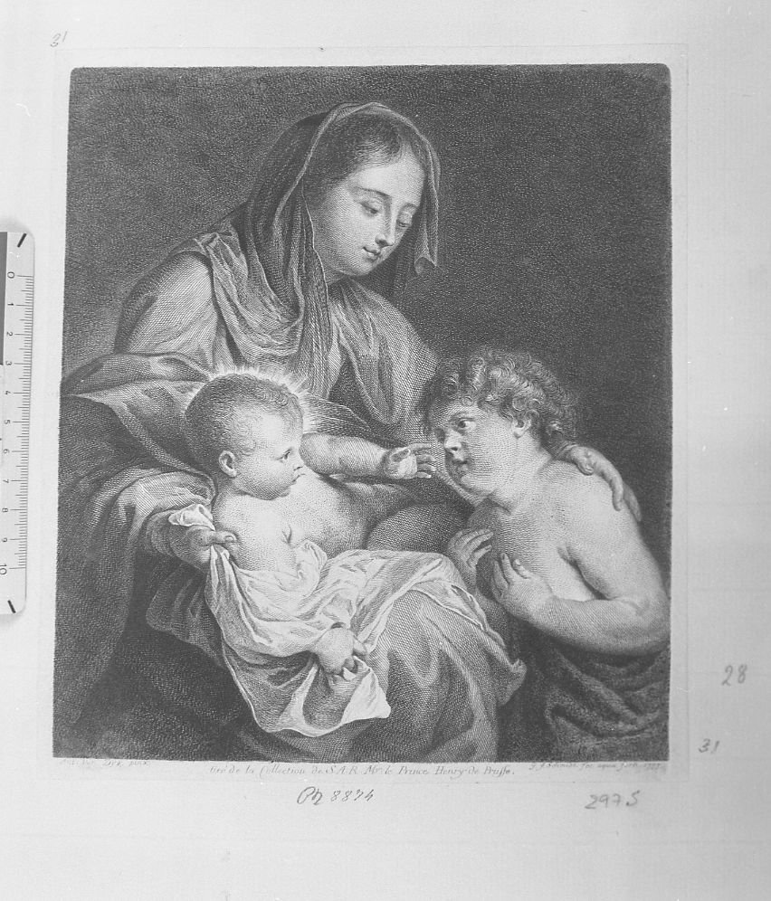 La Vergine con Bambino e san Giovannino (stampa) di Schmidt Georg Friedrich (sec. XVIII)