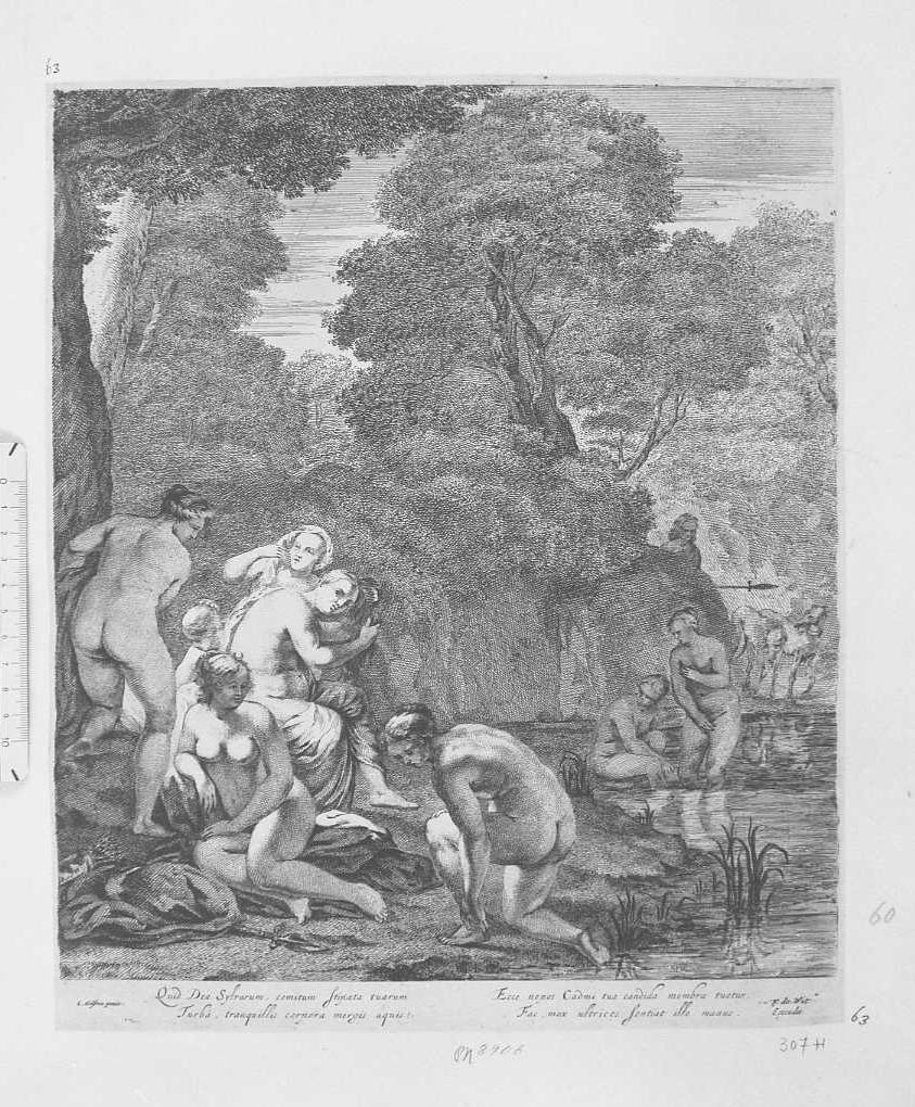 Diana e le ninfe al bagno (stampa) di Cornelius Holstein (attribuito) - ambito olandese (sec. XVII)