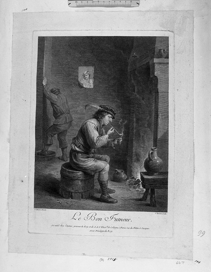 Il fumatore (stampa) di Tardieu Jacques Nicolas (sec. XVII)