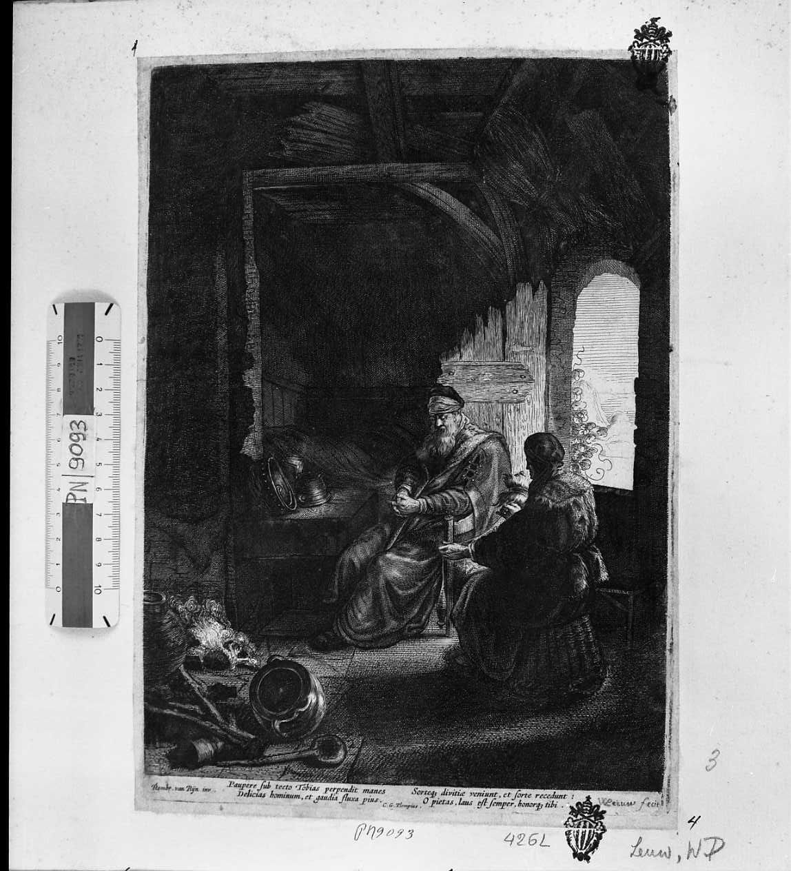 Tobia e la moglie (stampa) di Van der Leeuw Willem (sec. XVII)