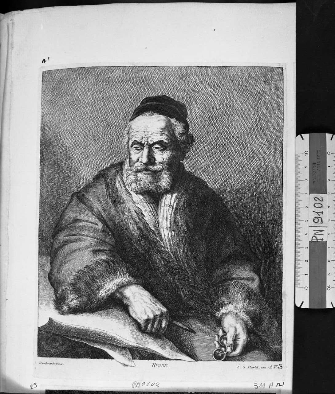 Ritratto con vecchio con barba (stampa) di Hertel Johann George (sec. XVII)