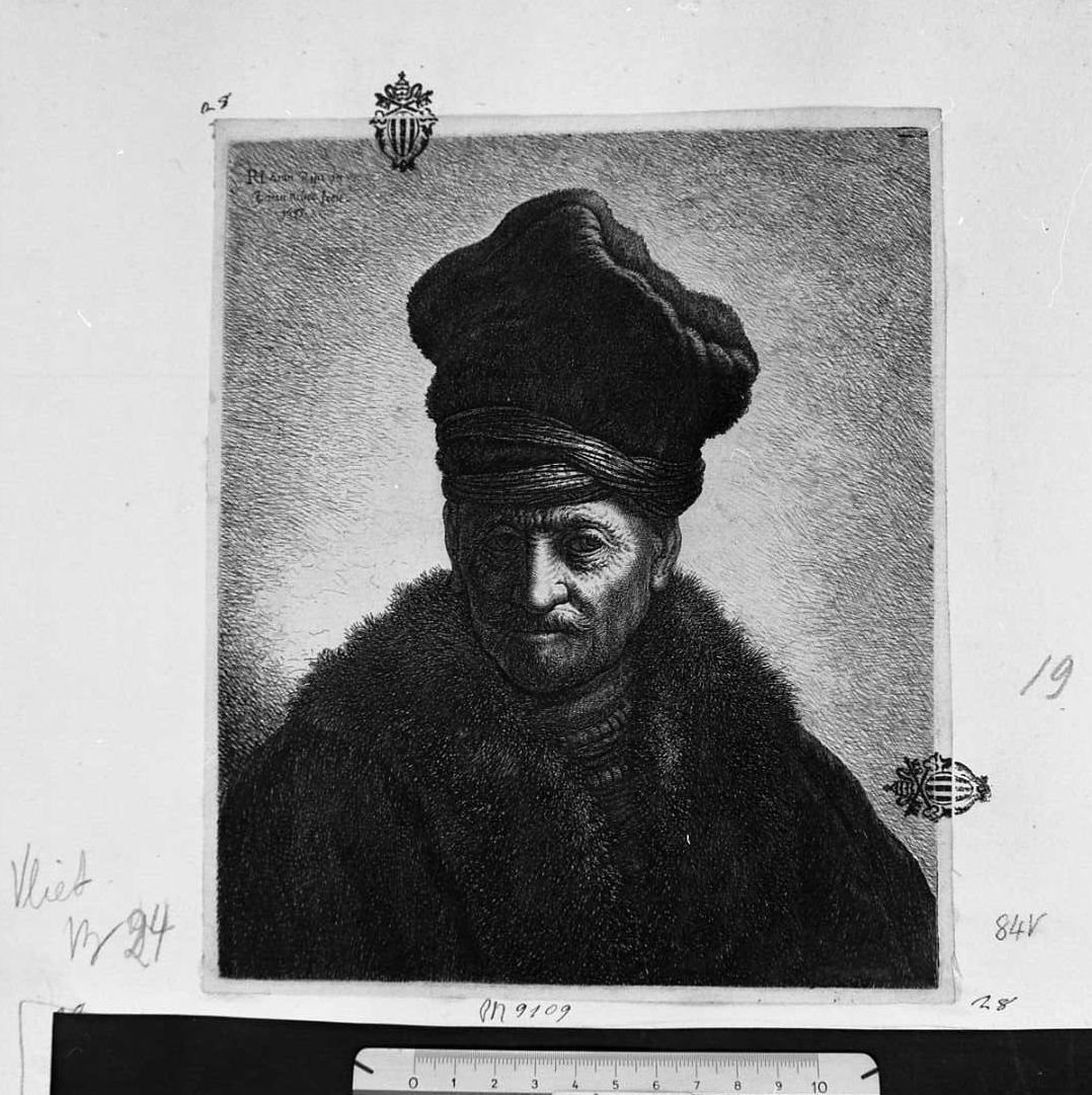 Vecchio con beretto e pelliccia (stampa) di Van der Vliet Jan Georg (sec. XVII)