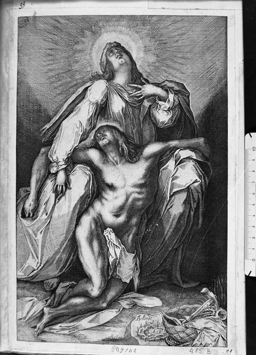 La Vergine con Cristo morto (stampa) di Bellange Jacques (sec. XVII)