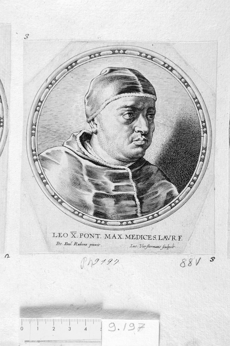 Ritratto di papa Leone X dè Medici (stampa) di Vorsterman Lucas - ambito fiammingo (sec. XVII)