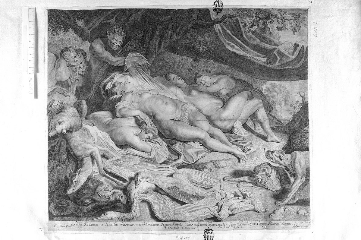 Riposo di Diana dopo la caccia (stampa) di Louis Jacob, Rubens Pieter Paul (sec. XVII)