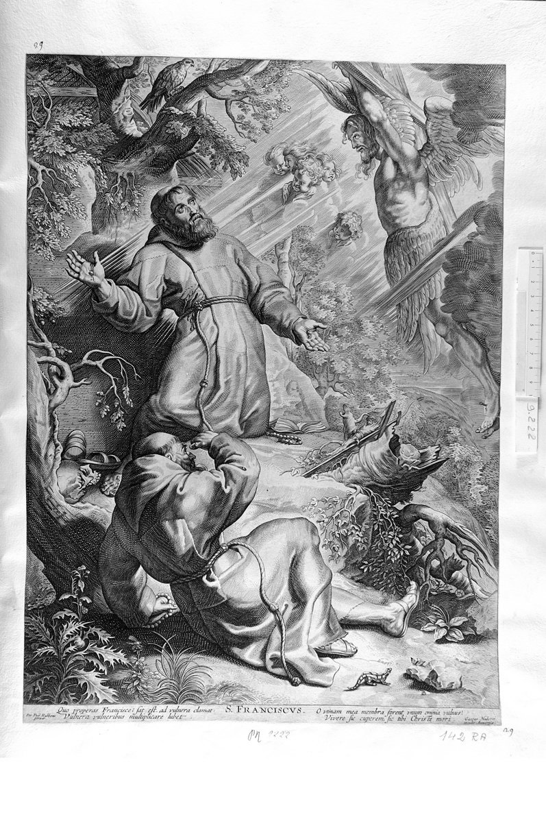Le stigmate di S. Francesco (stampa) di Rubens Pieter Paul (attribuito), Hubert Gaspard (sec. XVII)