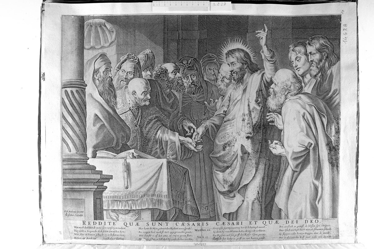 Cristo dice: "Date a Cesare quel che è di Cesare" (stampa) di Rubens Pieter Paul - ambito fiammingo (sec. XVII)