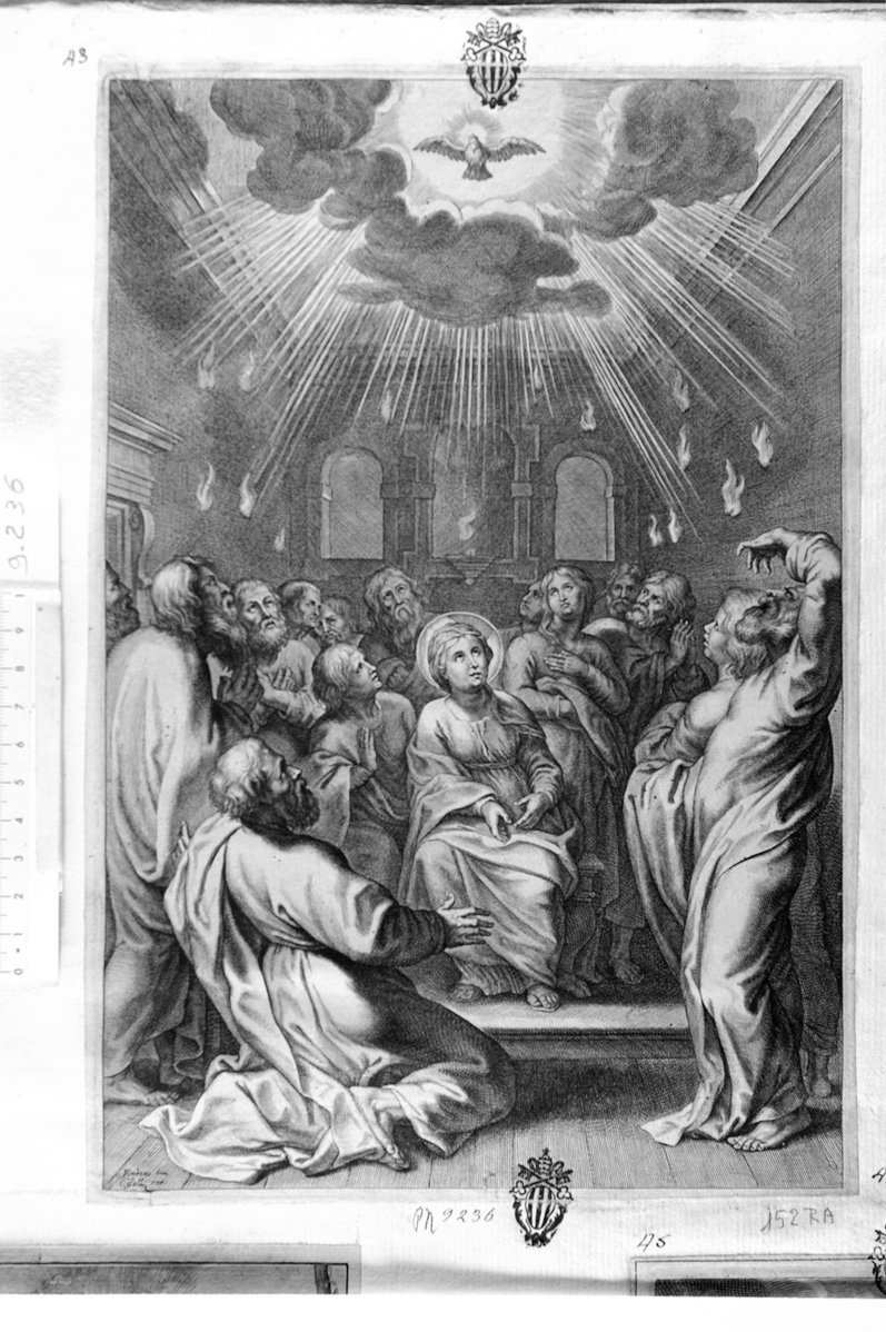 La discesa dello Spirito Santo sulla Vergine e sugli apostoli (stampa) di Rubens Pieter Paul - ambito fiammingo (sec. XVII)