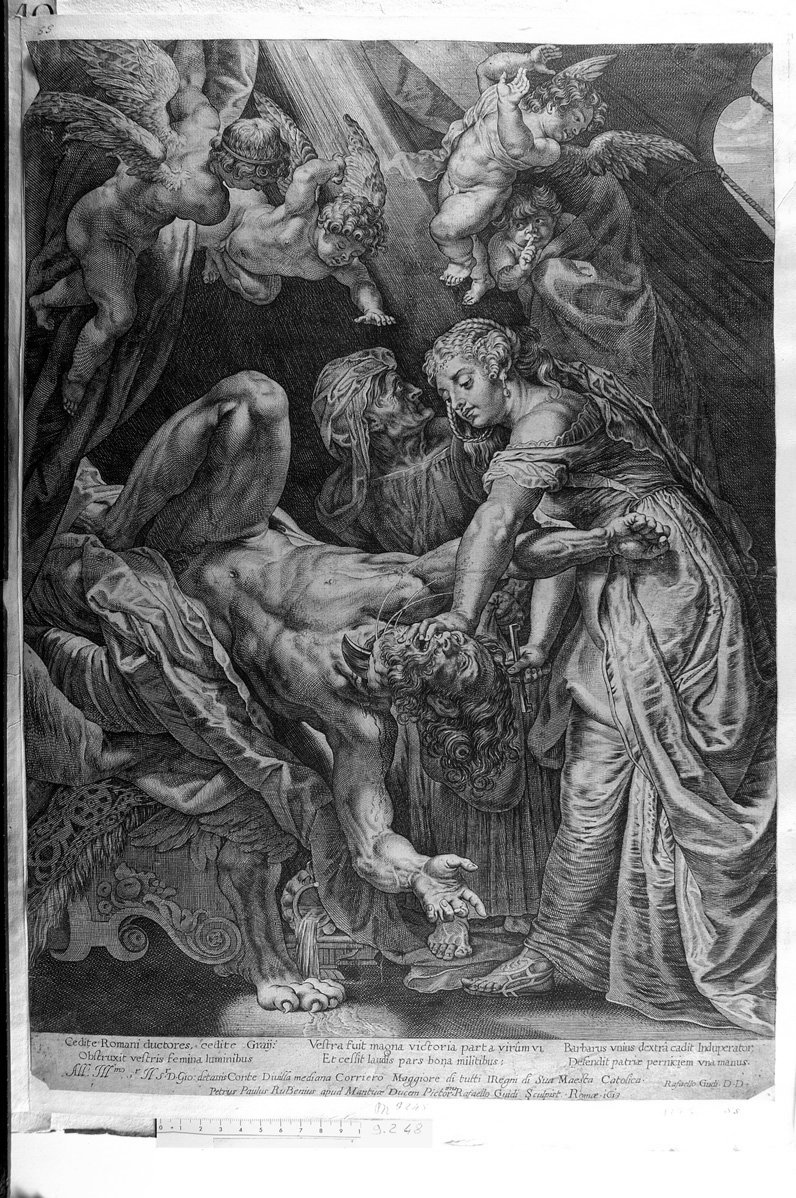 Giuditta che taglia la testa di Oloferne (stampa) di Guidi Raffaello, Rubens Pieter Paul (sec. XVII)
