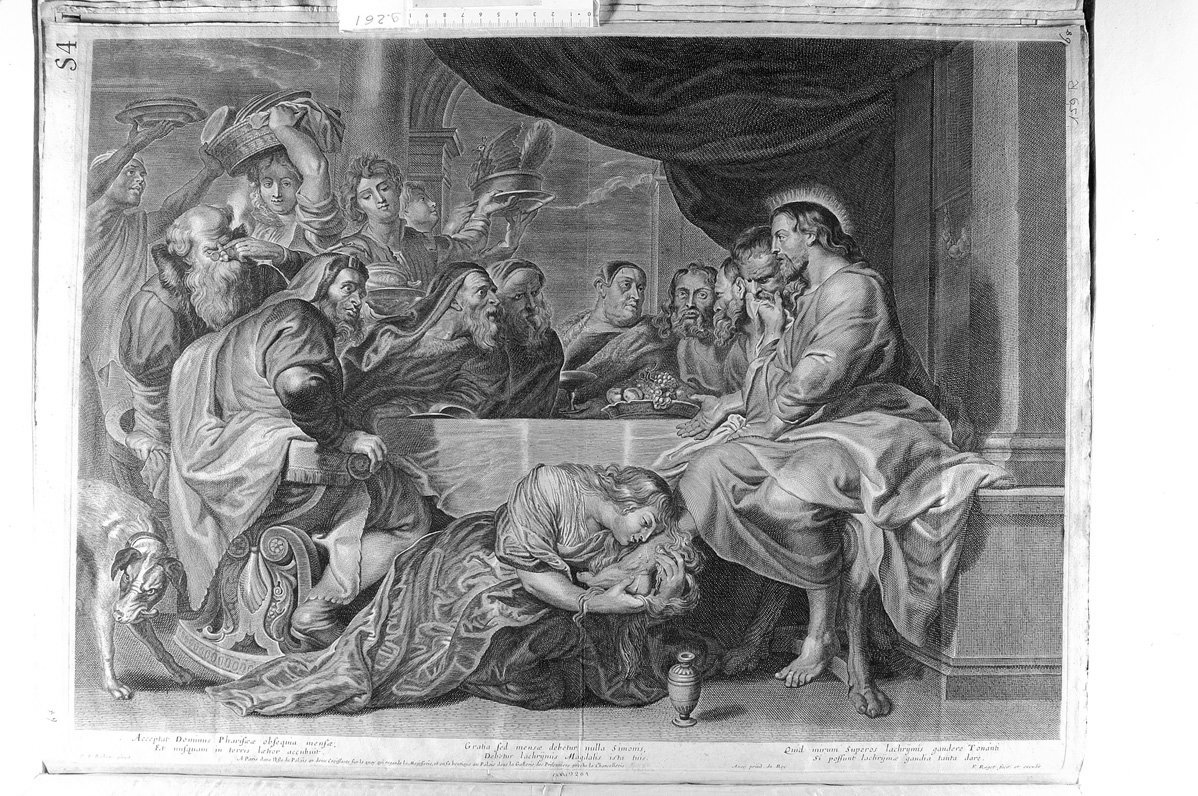 Cristo alle nozze del Fariseo (stampa) di Rubens Pieter Paul, Ragot François (sec. XVII)