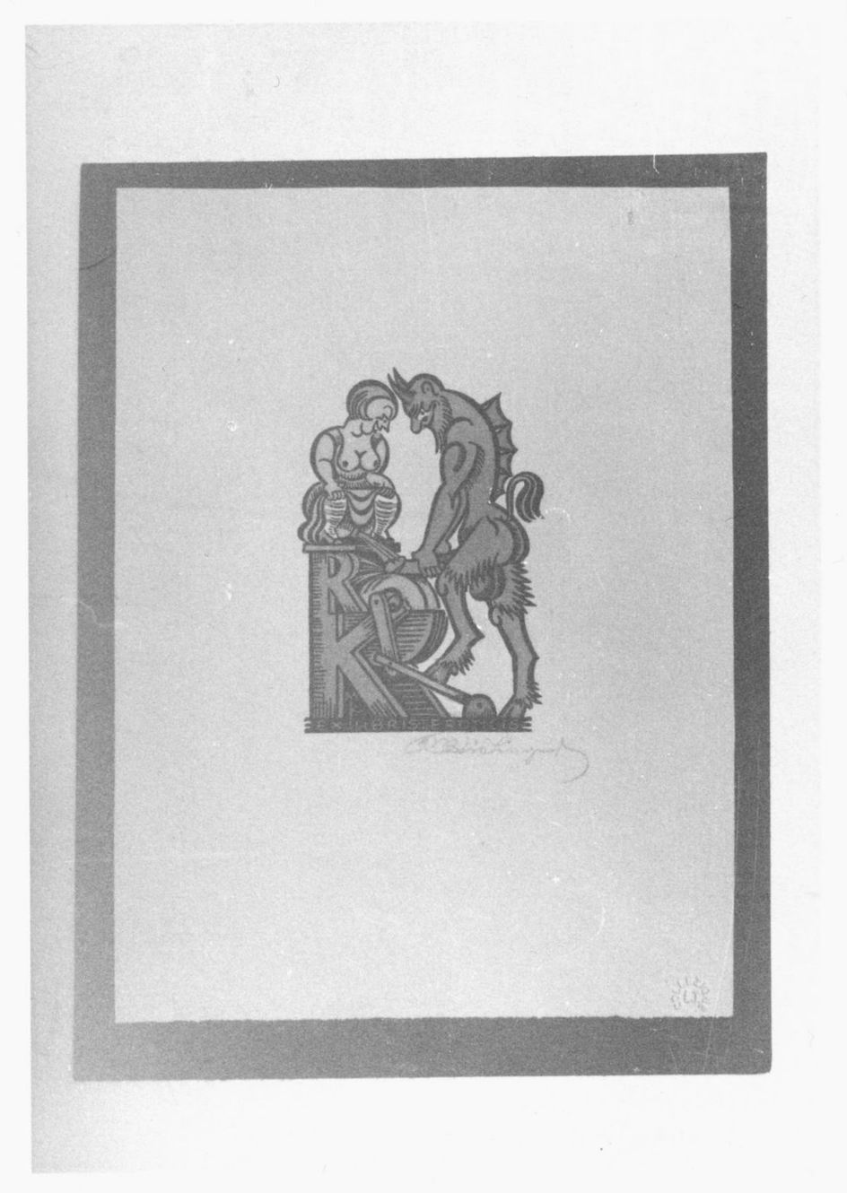 Scena erotica con diavolo (stampa a colori, elemento d'insieme) di Kislinger Max (sec. XX)