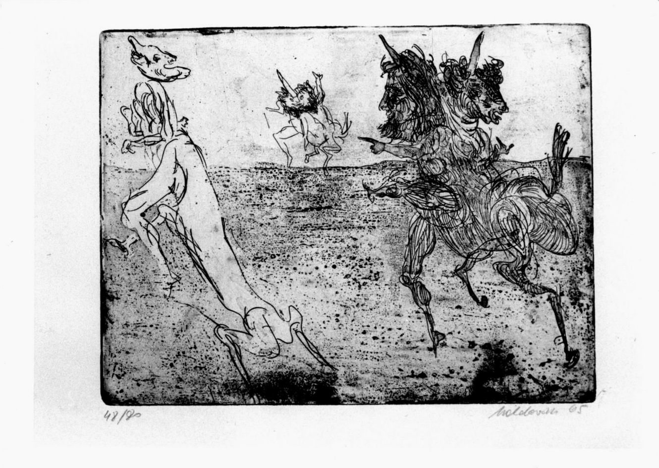 Centauri (stampa) di Moldovan Kurt (sec. XX)