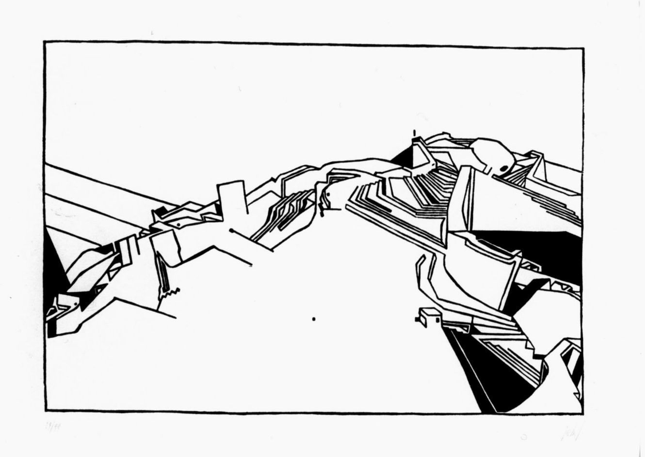 Veduta di città (stampa) di Gutruf Gerhard (sec. XX)