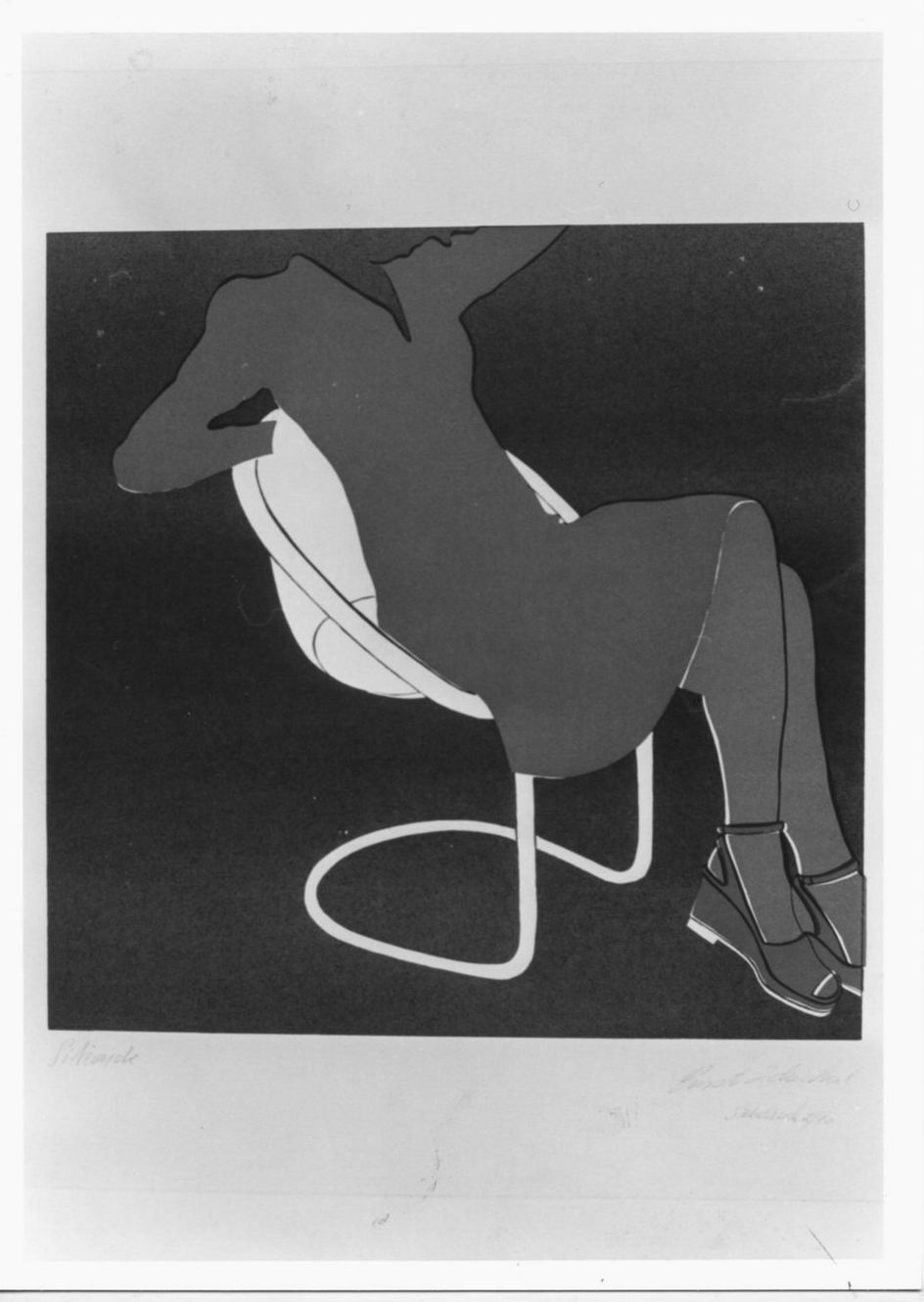 Figura femminile seduta (stampa a colori) di Zdrahal Ernst (sec. XX)