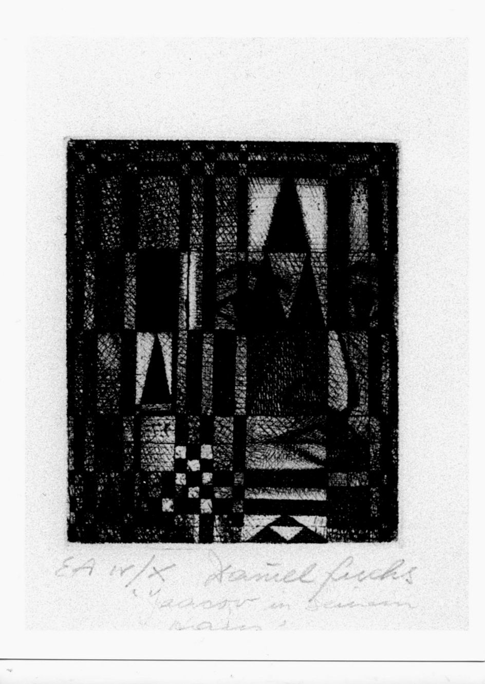 Volto su composizione geometrica (stampa) di Fuchs Daniel (sec. XX)