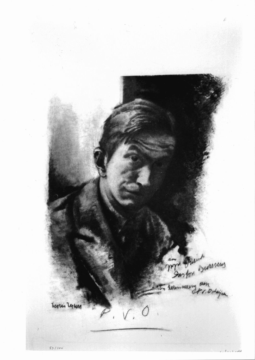 Ritratto maschile (Peter van Ostaijen) (stampa) di Jespers Floris (sec. XX)