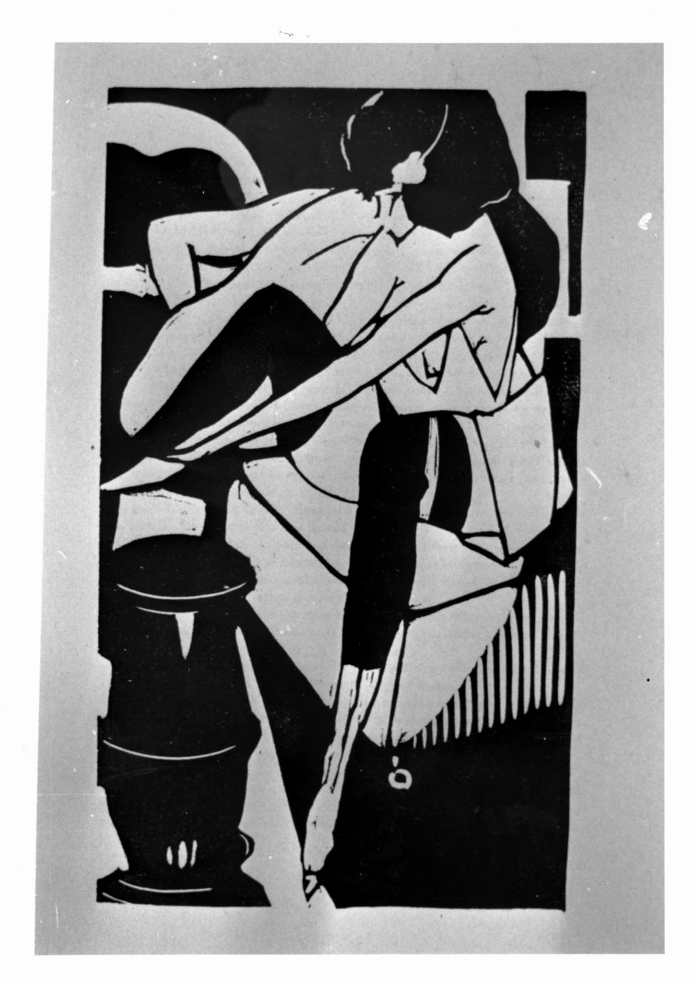 Les amies, Figura femminile che si veste ed altra sullo sfondo (stampa) di Van Straten Henri (sec. XX)
