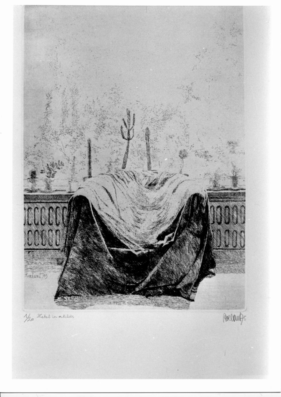 Poltrona su terrazzo (stampa) di Roelant André (sec. XX)