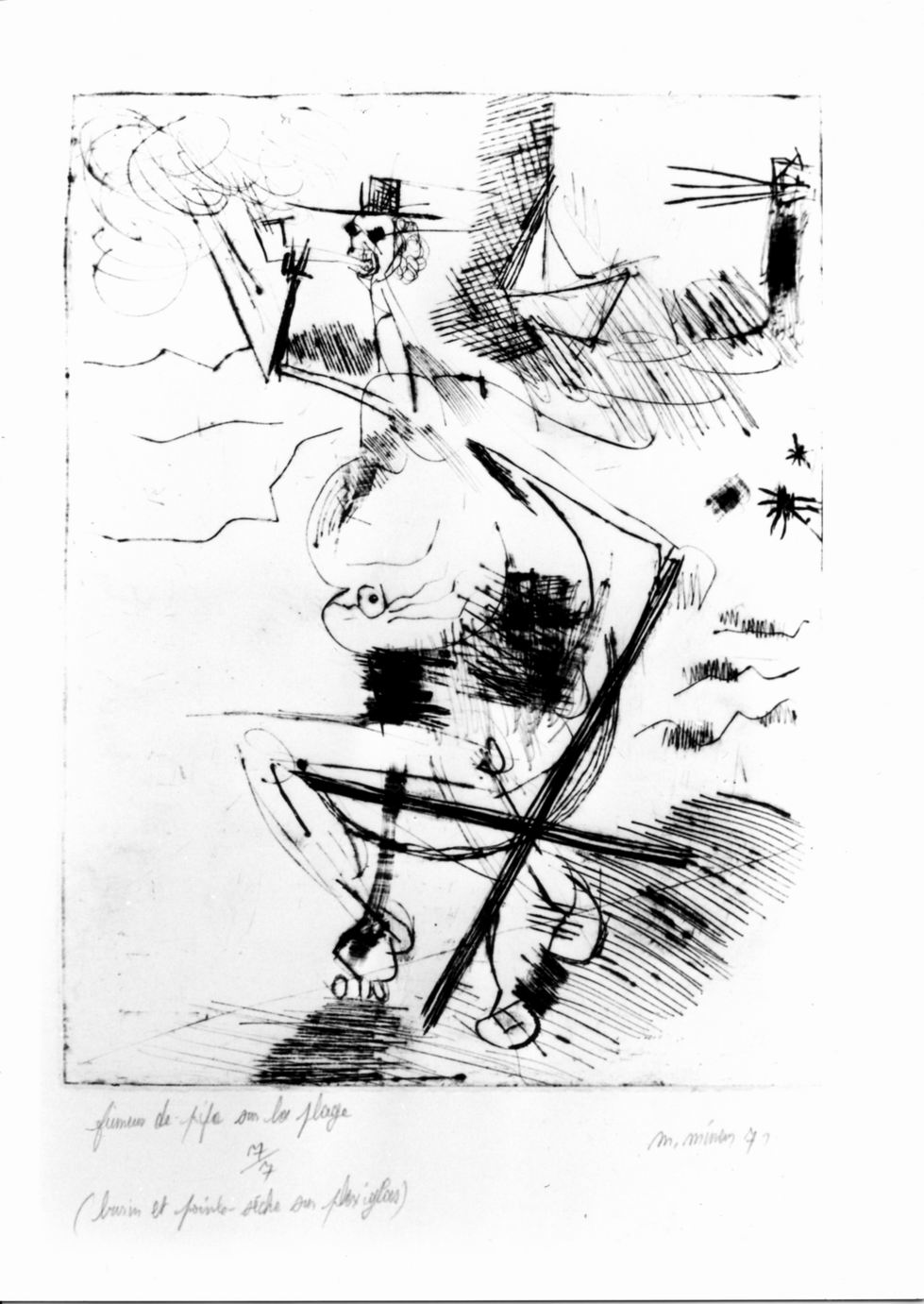 Figura sulla spiaggia (stampa) di Mineur Michel (sec. XX)