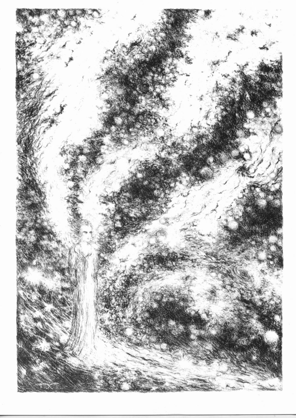 Figura e corpi luminosi nello spazio (stampa) di Kobliha Frantisek (sec. XX)