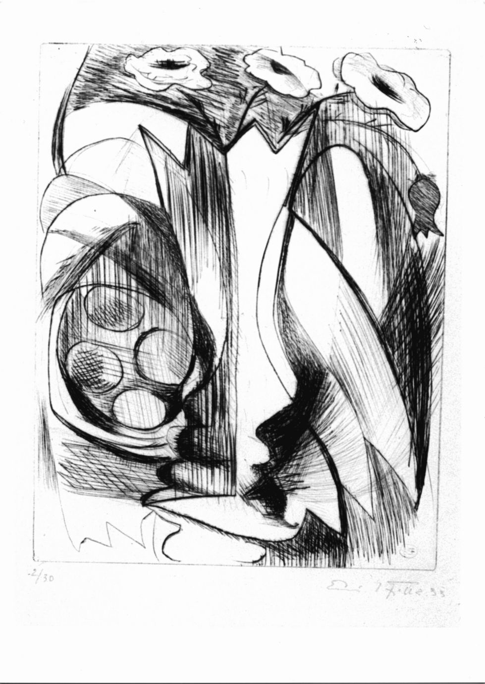 Natura morta con vaso e fiori (stampa) di Filla Emil (sec. XX)