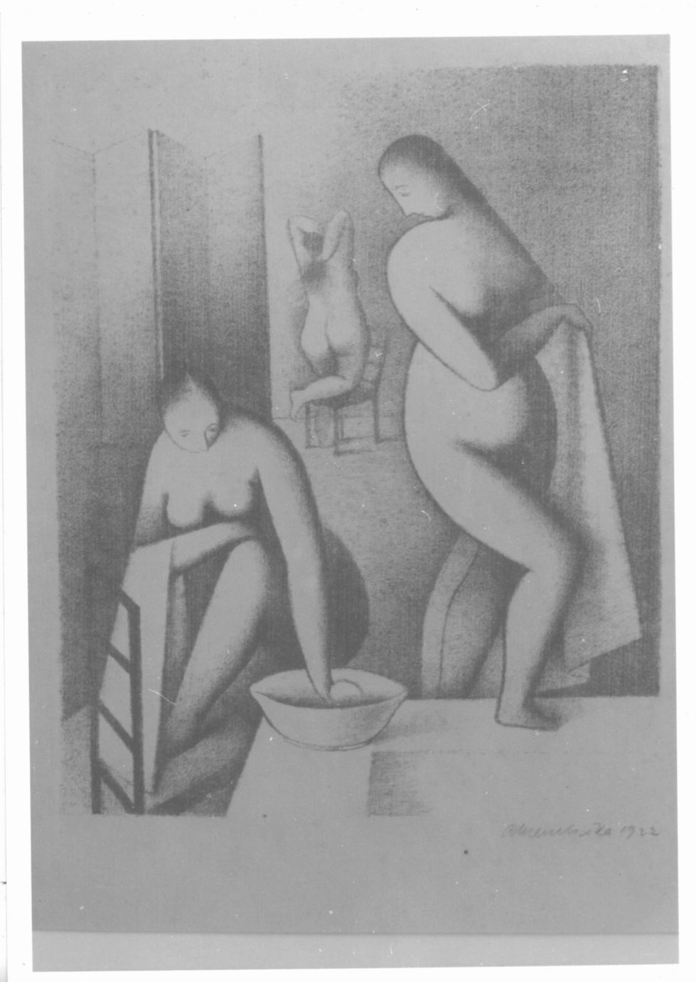 Tre nudi femminili in un interno (stampa) di Kremlicka Rudolf (sec. XX)