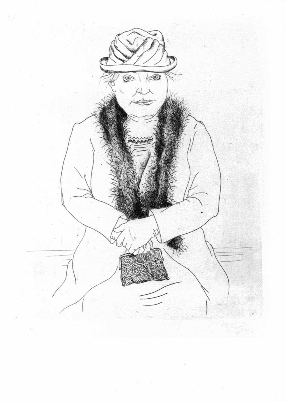 Figura femminile seduta (stampa, elemento d'insieme) di Holy Miloslav (sec. XX)