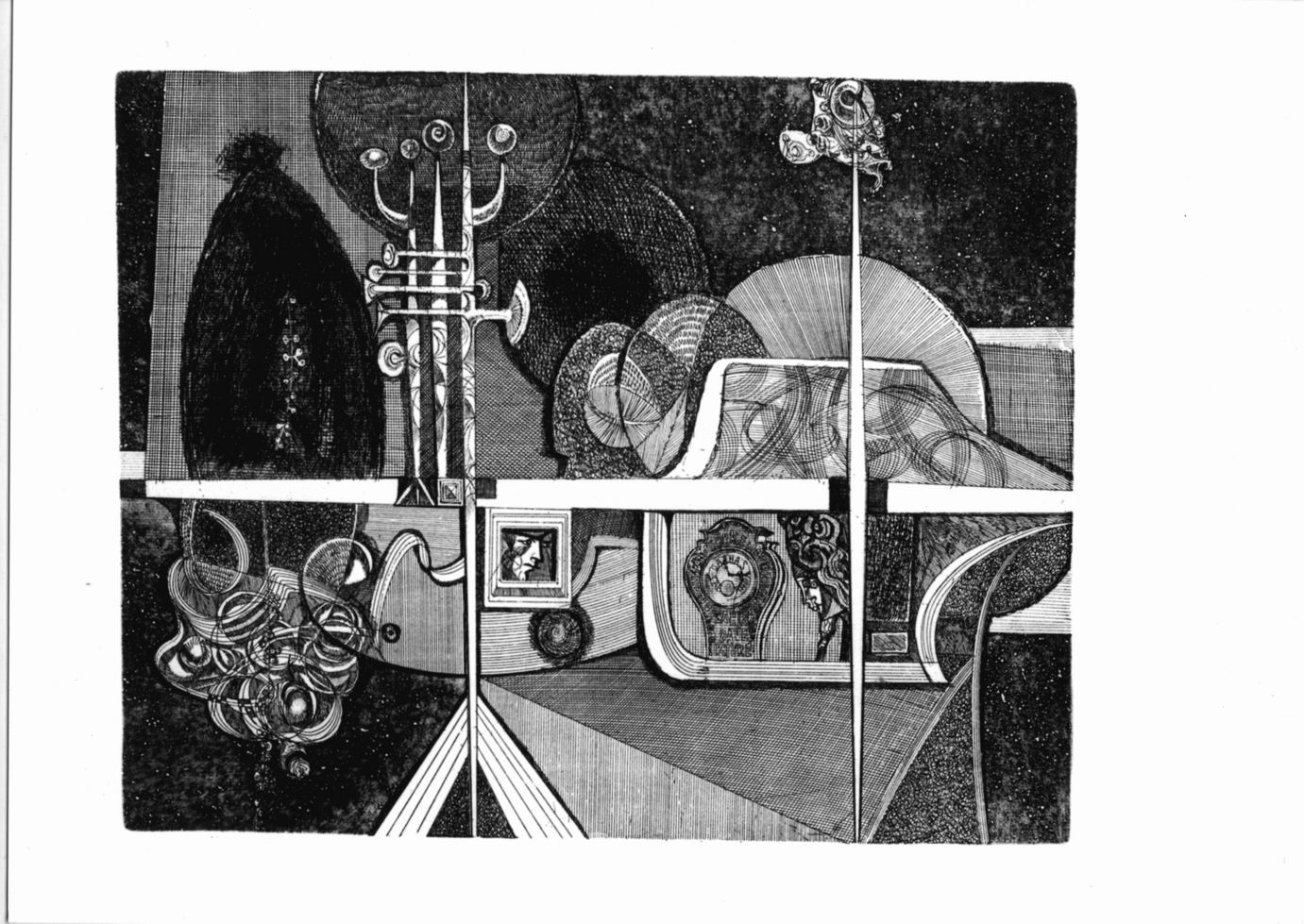 Giardino dove si gioca a nascondino, Composizione (stampa) di Liesler Josef (sec. XX)