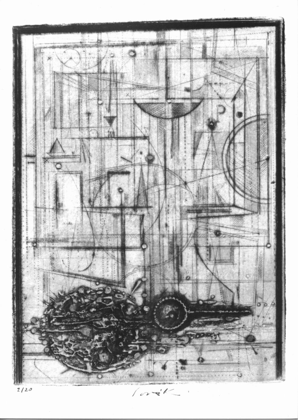 Piccolo ciclo IV, Composizione astratta (stampa a colori) di Sovak Pravoslav (sec. XX)