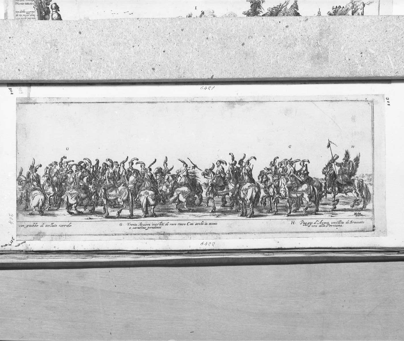 Entrata dell'ambasciatore di Polonia a Roma nel 1633. II foglio, figure (stampa tagliata) di Della Bella Stefano (sec. XVII)