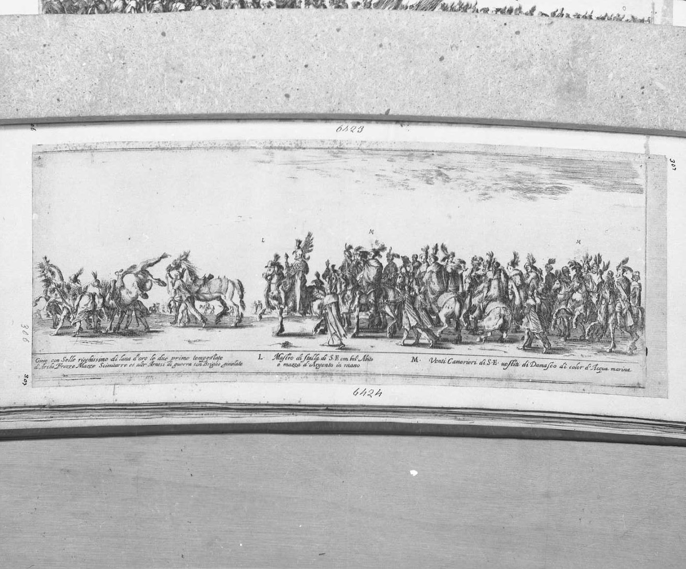 Entrata dell'ambasciatore di Polonia a Roma nel 1633. IV foglio, figure (stampa tagliata) di Della Bella Stefano (sec. XVII)