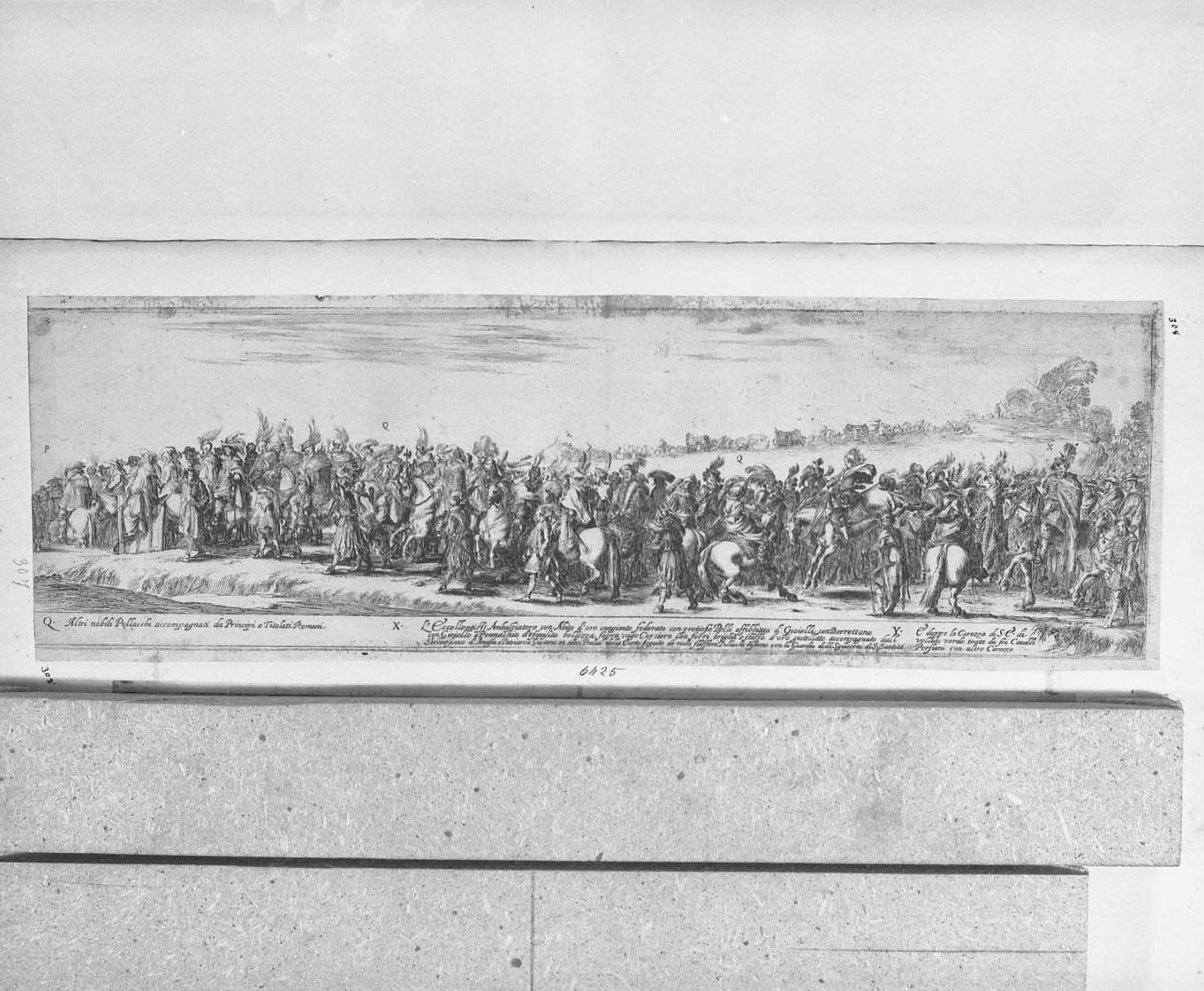 Entrata dell'ambasciatore di Polonia a Roma nel 1633. VI foglio, figure (stampa tagliata) di Della Bella Stefano (sec. XVII)