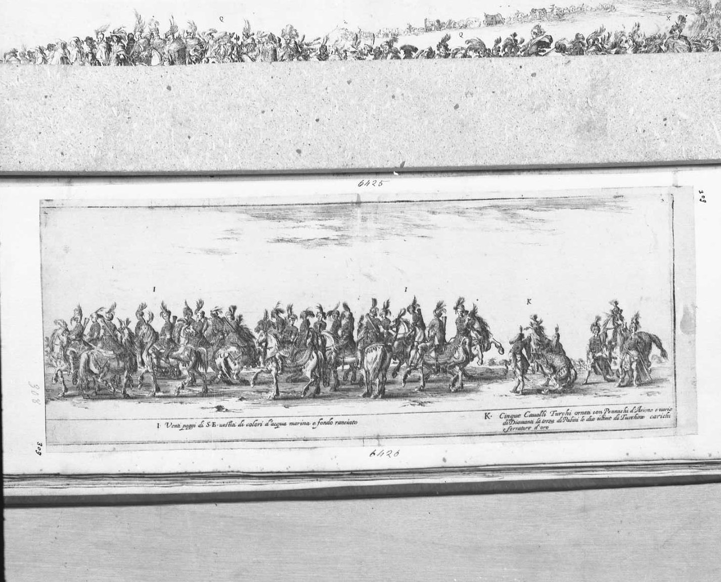 Entrata dell'ambasciatore di Polonia a Roma nel 1633. III foglio, figure (stampa tagliata) di Della Bella Stefano (sec. XVII)