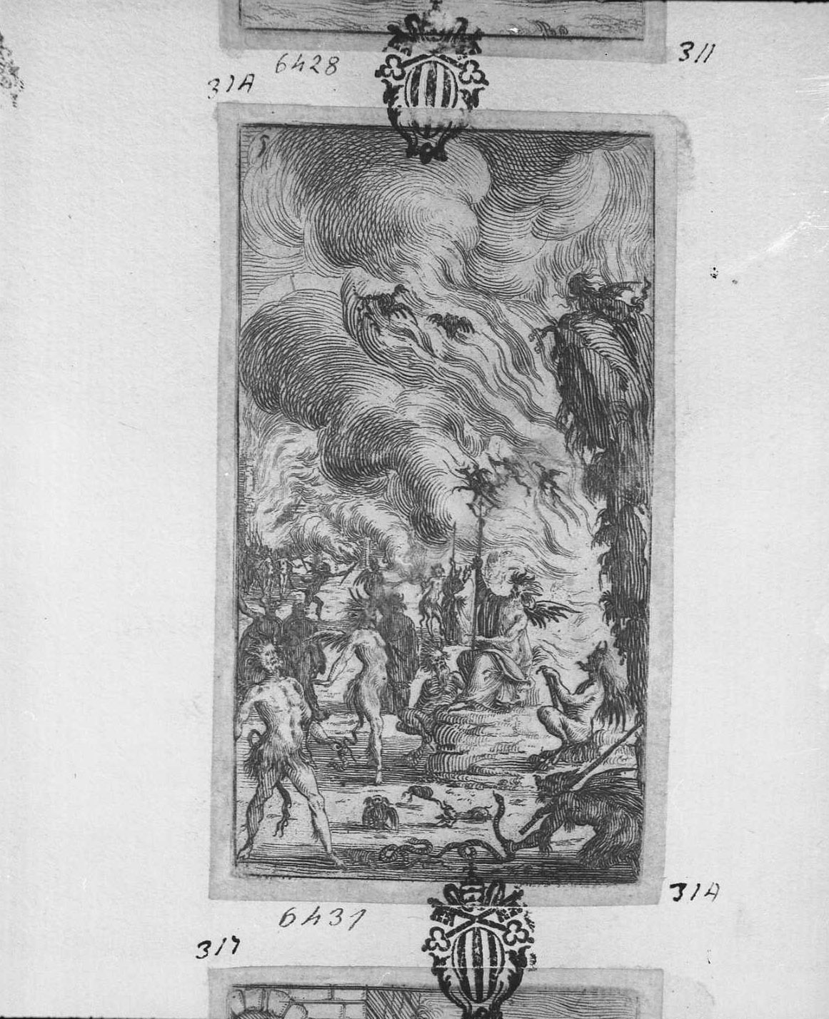 Congresso di demoni volto a creare disordini a Bologna, figure (stampa tagliata) di Bazzicaluva Ercole (sec. XVII)