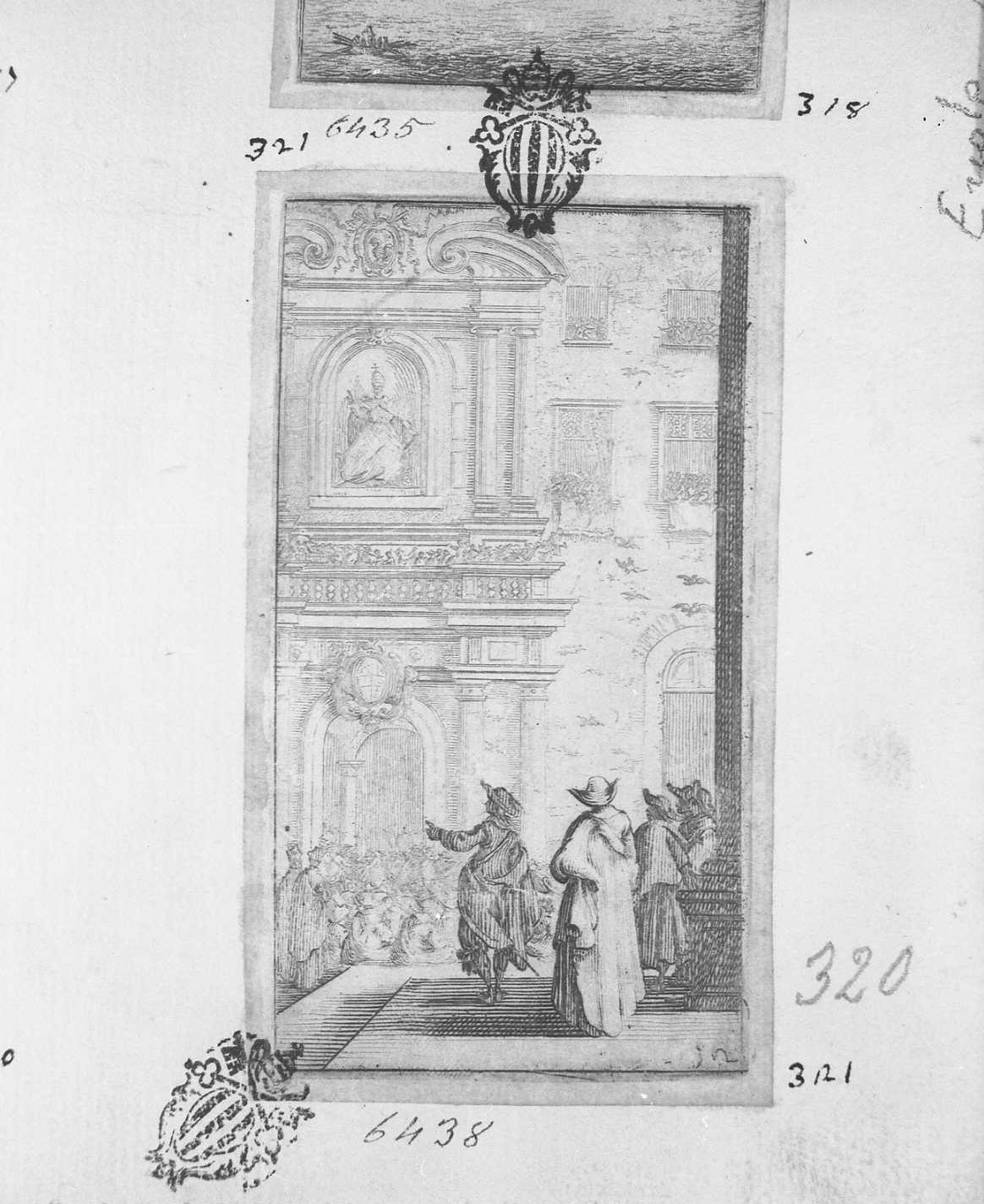 I ghibellini banditi a Bologna, figure (stampa tagliata) di Bazzicaluva Ercole (sec. XVII)