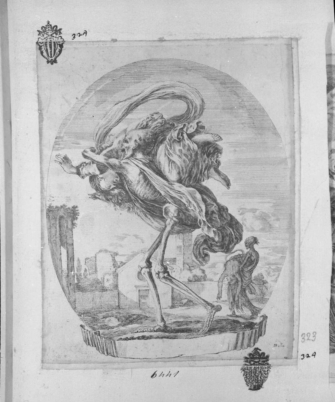 La Morte e la donna, figure (stampa tagliata) di Della Bella Stefano (sec. XVII)