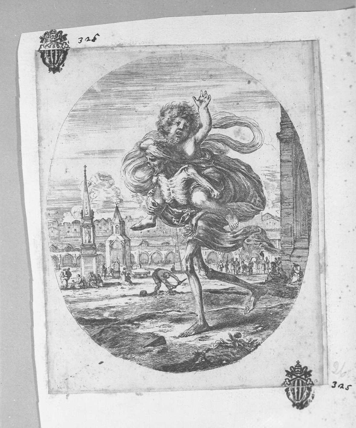 La Morte e il fanciullo, figure (stampa tagliata) di Della Bella Stefano (sec. XVII)