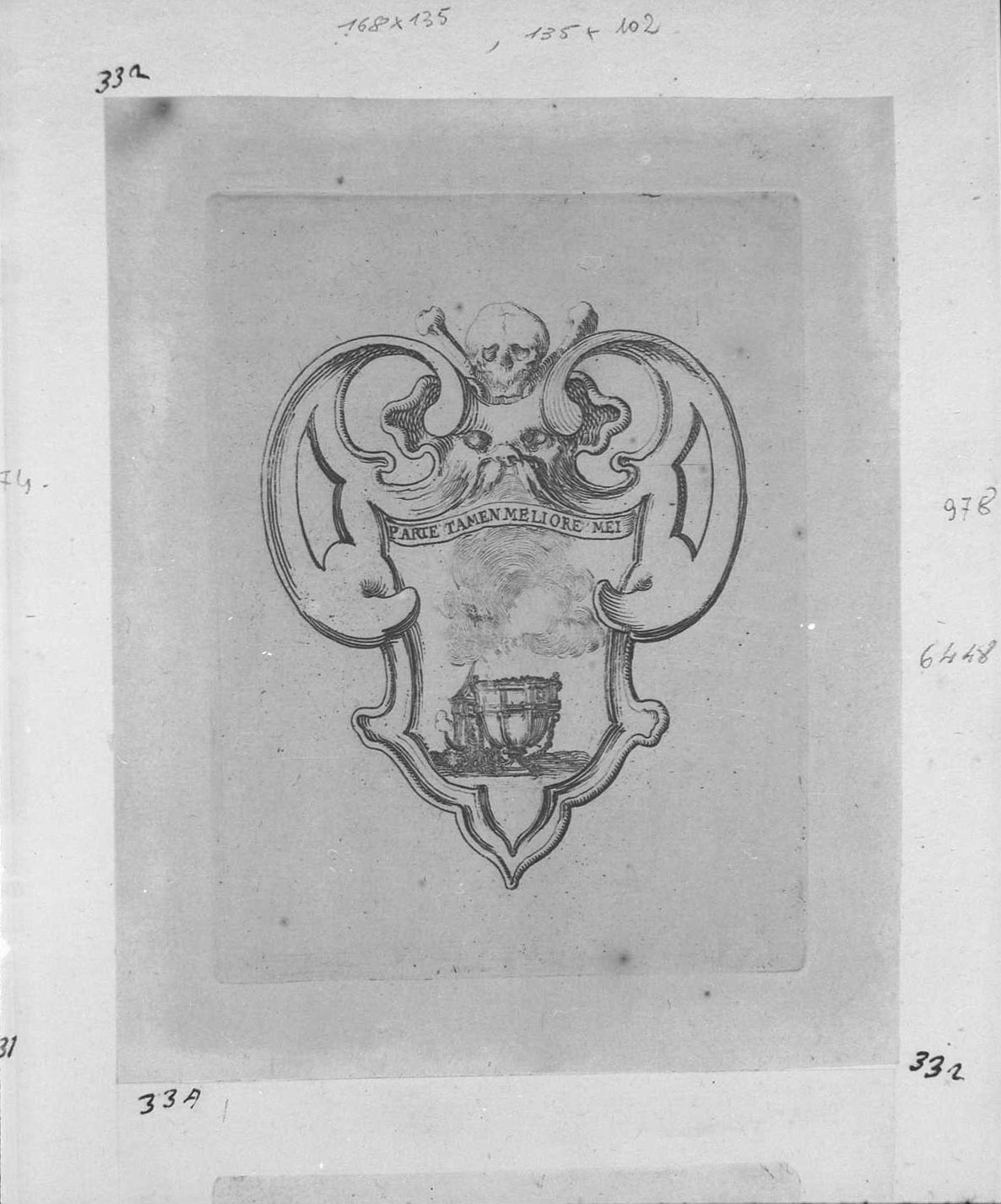 Otto emblemi per i funerali di Francesco de Medici: incensiere fumante, figure (stampa tagliata) di Della Bella Stefano (sec. XVII)