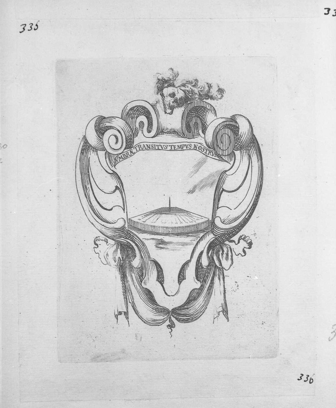 Otto emblemi per i funerali di Francesco de Medici: orologio solare, strumenti (stampa tagliata) di Della Bella Stefano (sec. XVII)