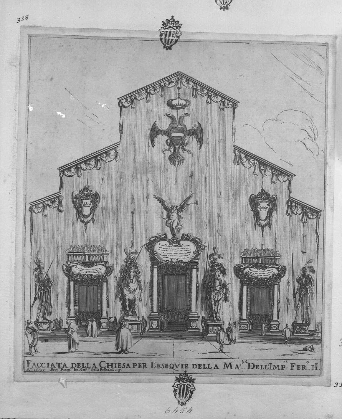 Facciata della chiesa di san Lorenzo a Firenze, chiesa (stampa tagliata) di Della Bella Stefano (sec. XVII)