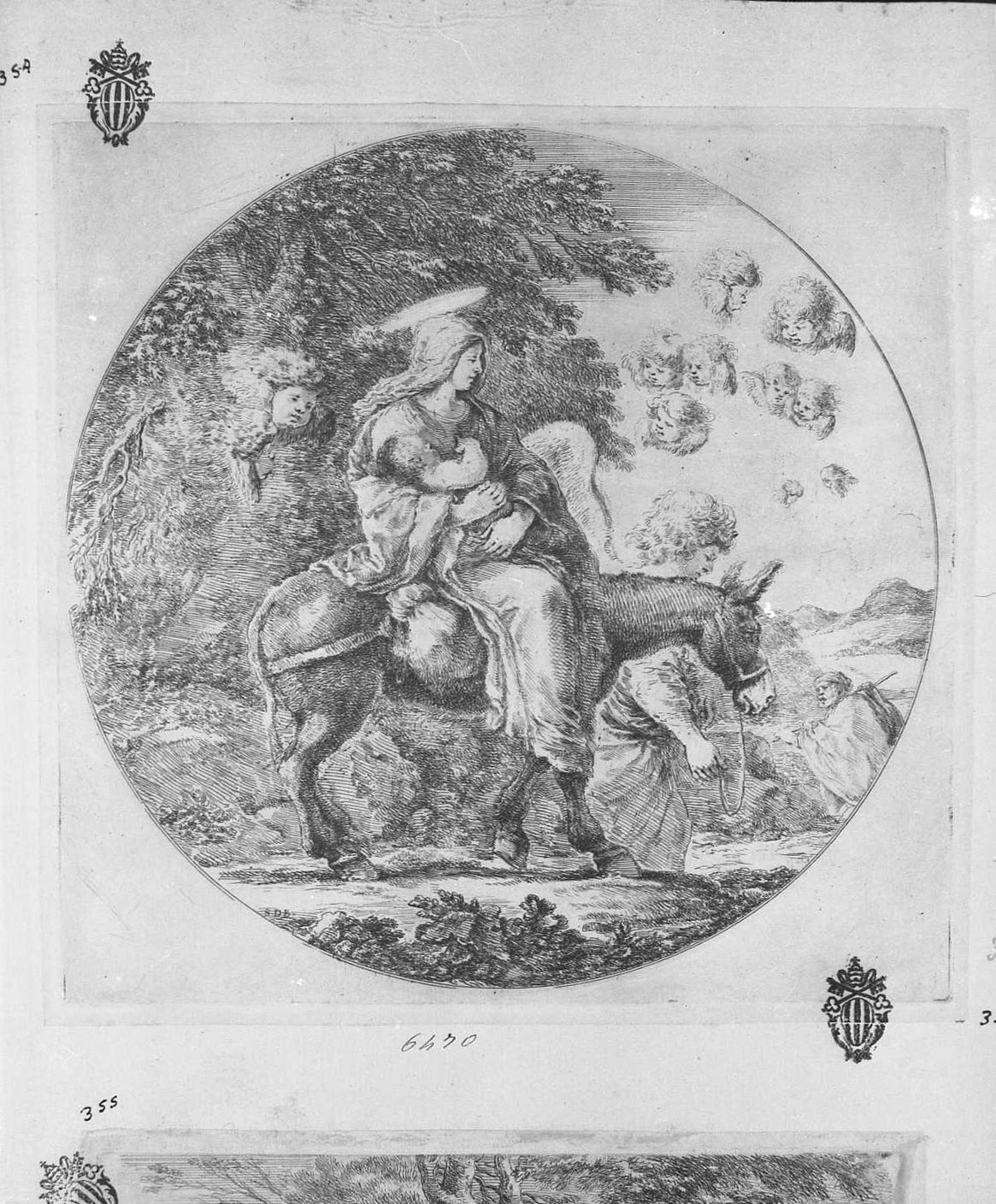 Fuga in Egitto, Fuga in Egitto (stampa tagliata) di Della Bella Stefano (sec. XVII)