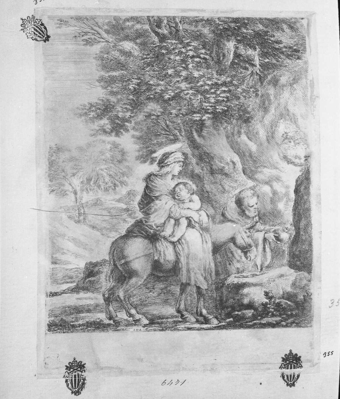 Fuga in Egitto, Fuga in Egitto (stampa tagliata) di Della Bella Stefano (sec. XVII)