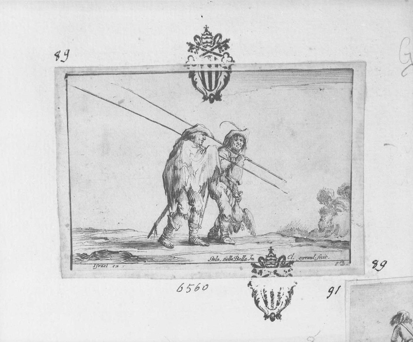 Due cacciatori, figura maschile (stampa tagliata) di Goyrand Claude (sec. XVII)