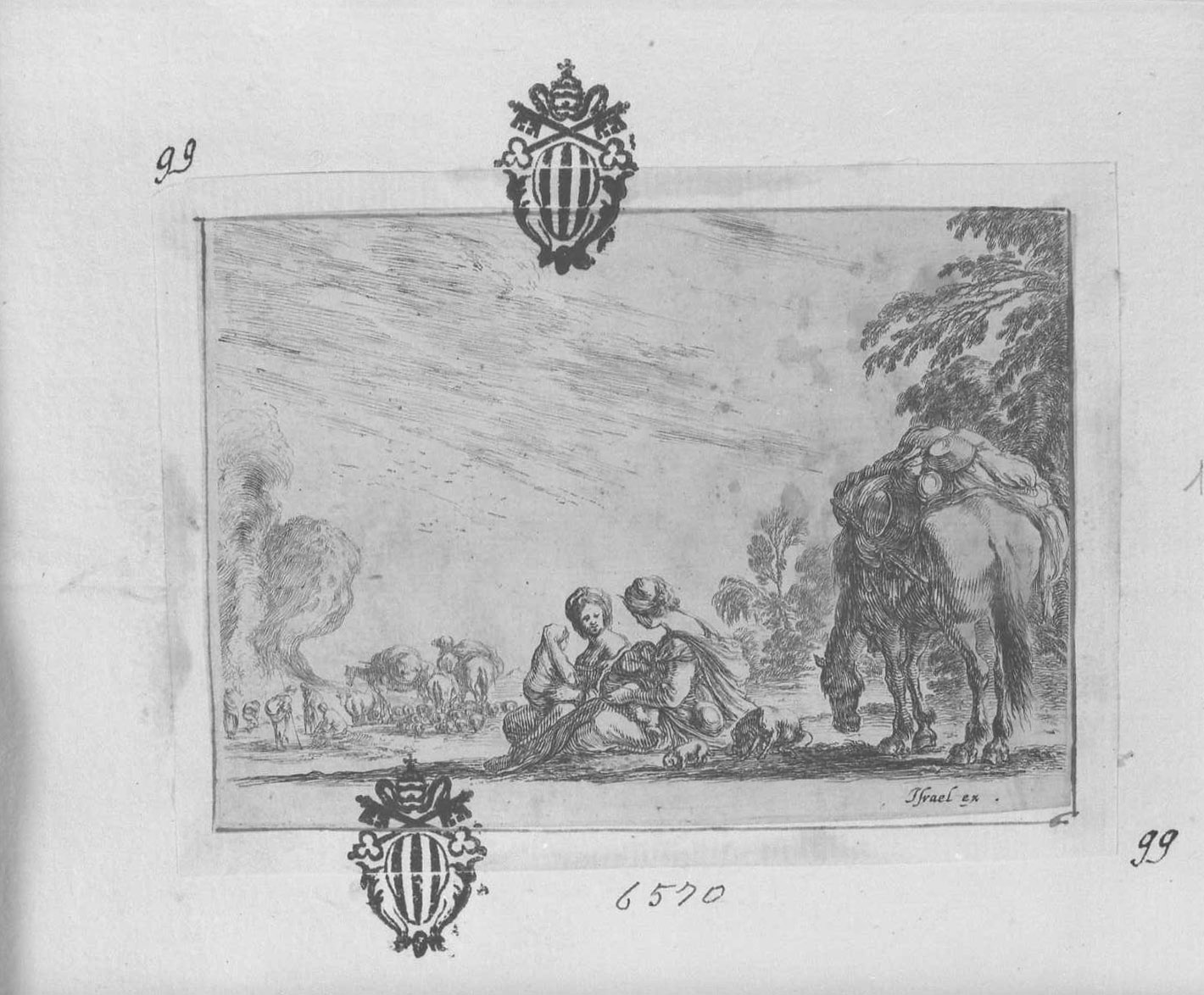 Le due nutrici, figure (stampa tagliata) di Della Bella Stefano (sec. XVII)