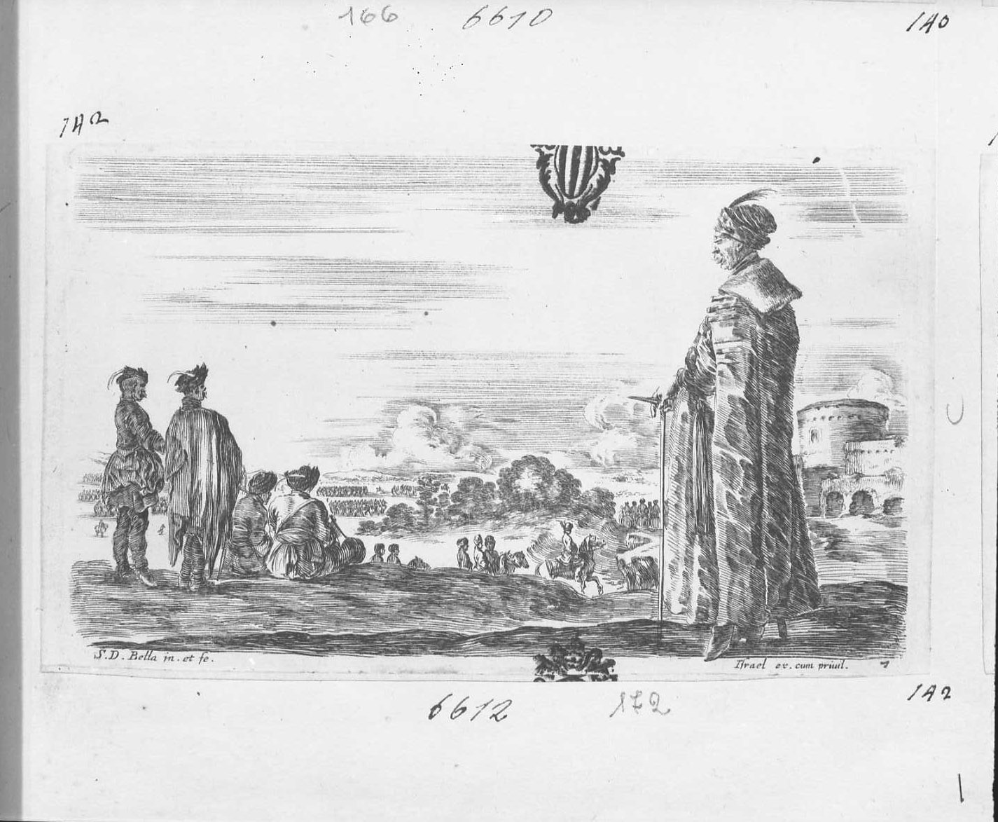 Diverse figure e paesi: polacco in piedi, figura maschile (stampa tagliata) di Della Bella Stefano (sec. XVII)